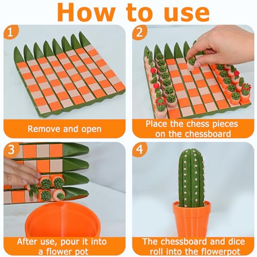 Cactus Chess Set con 32 piezas 3D y tablero portátil miniatura 2