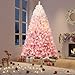 Artificial Christmas Tree with 250 Warm White LED Lights, 6Ft Pink Gradient Snow Frosted Xmas Tree for Holiday Decoration with 750 Realistic Branch Tips & Metal Stand