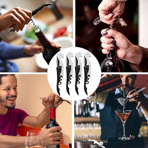 4 PCS Waiter's Corkscrew, Wine Opener with Foil Cutter, Waiter's Friend, Professional Wine Key for Servers, Bottle Opener, Beer Opener, Wine Accessory - Image 3