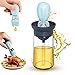 SPRIME Botella de aceite con pincel silicona 2en1 Dispensador Pulverizador Aceite Vidrio Oliva con Cepillo brocha de pastelería portátil Dispensador de aceite 180ml para cocina,barbacoa,ensaladas azul