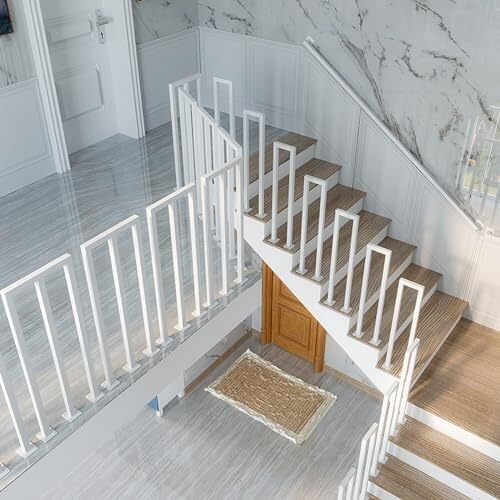 Rampes de sécurité en métal blanches pour marches extérieures et escalier intérieur
