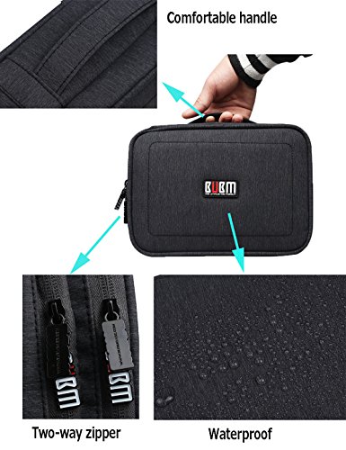 BUBM 9.7'' Tablet Cable Managment Handbag Travel Gear Electronics Accessories Organizer Carrying Packing Bag Camera Pouch for iPad Mini (L,Black,9.7'')