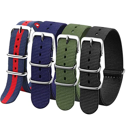 Verbstel Nylon Watchband Replacement Quick Release Heavy Buckle Watchstraps for Men Women (18MM, Red Blue/Blue/Green/Black)