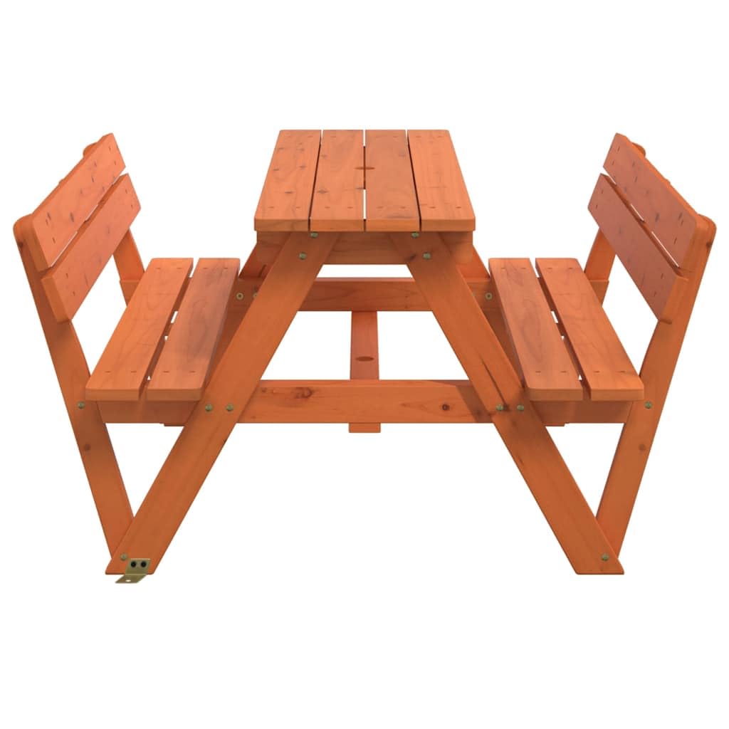 Tavolo da picnic per 4 bambini, in legno di abete massiccio con foro per ombrellone, stabile tavolo da giardino per terrazza e balcone, resistente alle intemperie, ideale per esterni e