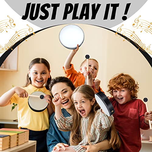 4 Pcs Kids Hand Drum Adults Wood Frame Drum Set With Drum Stick 12 Inch 10 Inch 8 Inch 6 Inch Percussion Musical Instruments For School Kids Adults Beginners Home Party Supplies (Black) #TOP5