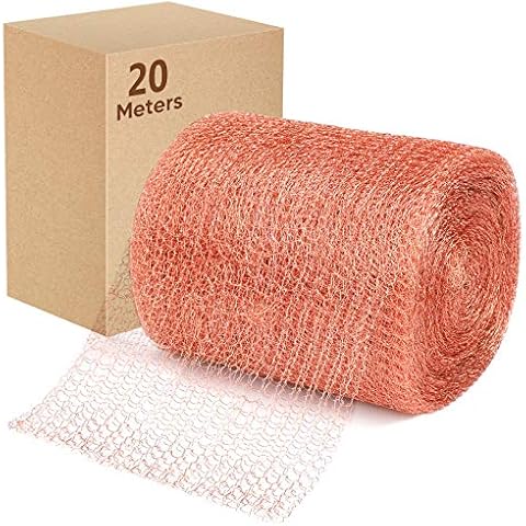 Copper Mesh,5" X 66 Feet,100% Pure Copper Mesh Roll Knit Copper Mesh,Gap Blocker for Building Hole,Protect Saplings&Seeds,Barbecue Grill Clean,Fill Fabric DIY (copper-20M) Cover