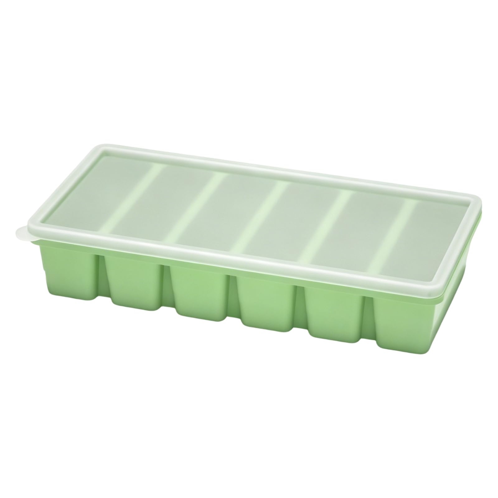 TQUXNGA 6 Cavity Long Ice Cubes Molds Soft Silicone Flexible Freezers Tray with Lid for Easy Removal Freezing Soup Sauces Broth Kitchen Freezers Tray