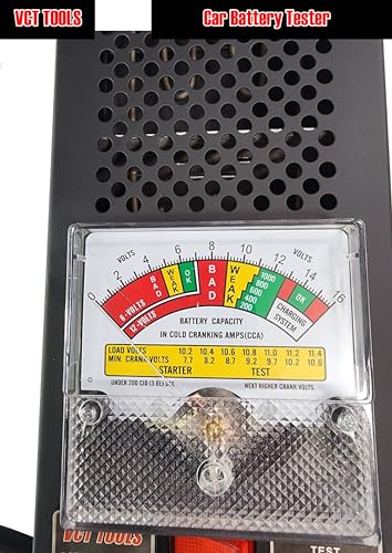 Image of VCT Battery Load Tester 12 Volt at 100 Amps / 6 Volt at 50 Amps Battery Tester, Includes Alligator Clamps - 12V or 6V Battery Health Checker, Check Starter Motor Draw