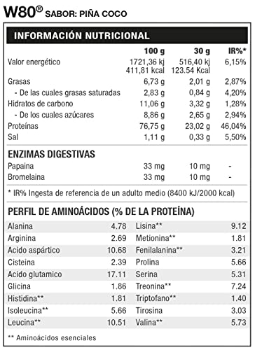 Hero W80 Concentrado de Proteína de Suero de Leche 100% 2 Kg - Piña-Coco - imagen 2