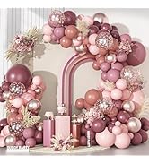 Ouddy Party Dusty Rose Pink Balloons Garland Arch Kit, Different Sizes 18 12 10 5 Inch Pink Mauve...