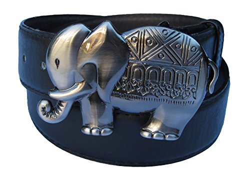 Gürtel-Guru Modischer Damen Ledergürtel mit eleganter Elefantenschnalle mit schwarzem oder braunem Band Cover