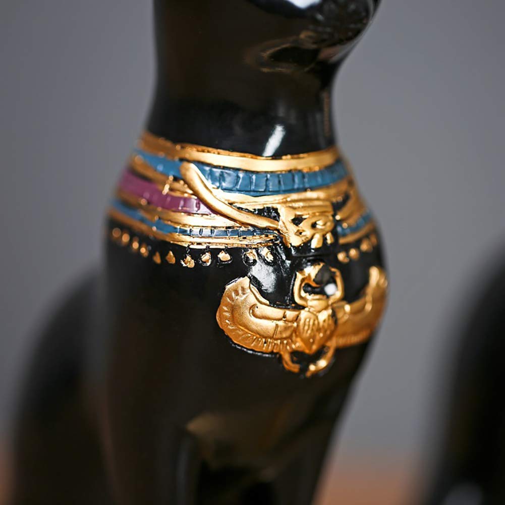Ägyptische Katzengöttin Statue, Buchstützen Set Figur Schwarze Katze Statue Sammler Bastet Skulptur Home Retro Dekor Geschenke Für Katzenliebhaber-Schwarz 1 Set