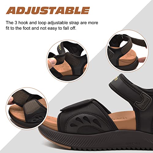 Image of ONCAI Walking Sandals Women,Arch Support Hiking Sandals with Orthotic Outdoor Footbed for Plantar Fasciitis,Water Athletic Platform Sandalias Mujer with 3 Adjustable Strap (US Size 6-12)