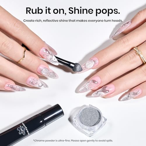 Image of Beetles Chrome Nail Art Gel 3D Sculpting Gel, Clear No Wipe Rhinestone Glue for Chrome Powder, Mirror Effect Nail Designs, Builder Drawing Molding Gel for Gems DIY, 15g