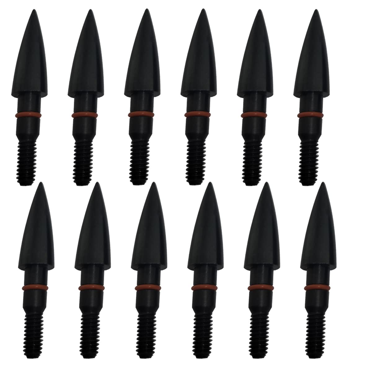 100/125/150/200 Grains Archery Field Points Practice Field Tips, Archery Target Practice Hunting Arrow Tip for Recurve, Compound Bow Crossbow, Steel Screw in Broadheads 12 PCS (5/16″-100grains)