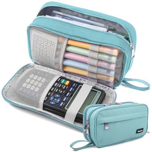 Image of Pencil Case Big Capacity Pen Pouch Large Storage Holder Marker Pen Bag Durable 3 Compartment School Office Desk Organizer Portable Cute Zipper Stationery for Kids Teen Student Boys Girls Adults