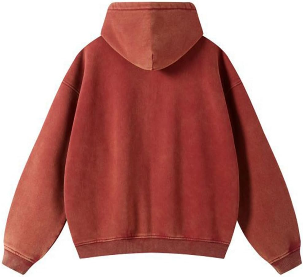 Oversize Men's Vintage Hoodie Zip Up Long Sleeve Sweatshirt with Pockets Acid Wash Streetwear Fleece Hoodies Jacket - Image 4