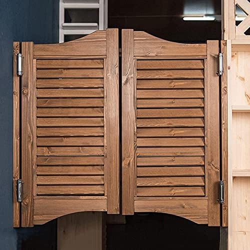 Retro Solid Wood Cafe Swinging Doors, Louvered Saloon Style, Auto Close Partition for Bar & Kitchen, Customizable Half Waist Cowboy Door, Perfect for Rustic Decor