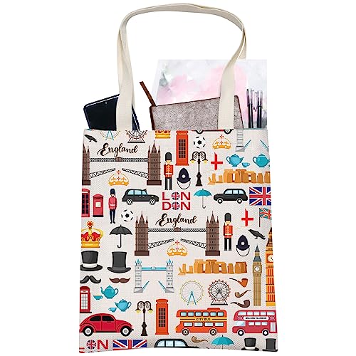 LEVLO London Travel Gift British Theme Cosmetic Bag England Souvenir Gift United Kingdom Make Up Zipper Pouch Bag, London Tote