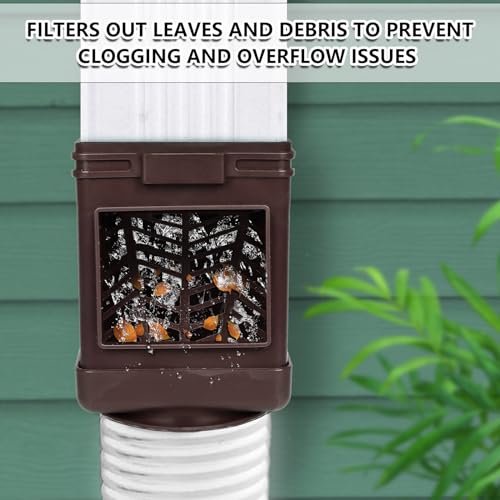 MARKBIT Downspout Filter, Downspout Leaf Filter, Gutter Screens for Downspouts, Fits 2X3 Gutter Downspout and 3X4 Gutter Downspout(2-PCS) (Brown)