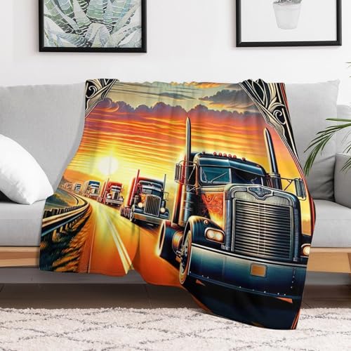 Couverture Polaire Flannel Camion Douillette pour Soirée Cocooning