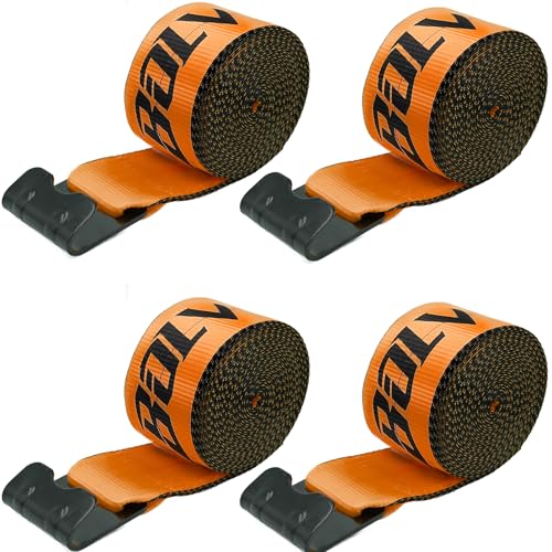 Bolvixor 4 Pack 4 x30 Winch Straps with Flat Hooks 16200LBS Break Strength Heavy Duty Tie Down Straps for Flatbed Trucks Trailers Cargo Control