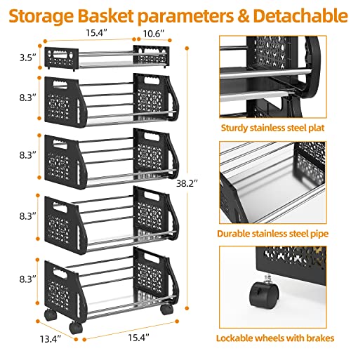Chariot De Rangement Avec Roulettes Facile À Installer Noir-Blanc