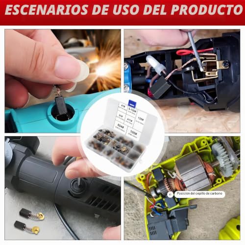 Miniatura 6 de Uyuyong 72 Piezas Cepillos De Carbono Motor Escobillas De Carbón Para Herramienta Eléctrica Genérica Motor De Repuesto Para Reparación De Eléctricas Herramientas 7 Tamaños-Estilo 2