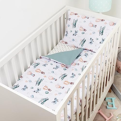 BABYSAFE Baby Cot Bed Duvet Cover Set Boys 120 X 90 with Toddler Pillowcase 40x60 Cm 100% Cotton