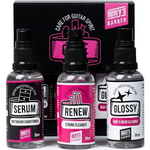 Henry`s Guitar Cleaning Set – Gitarren Reinigungsset & Gitarrenpflege Set All-in-One mit Saitenreiniger, Griffbrett Öl für E-, Akustik- & Bassgitarren