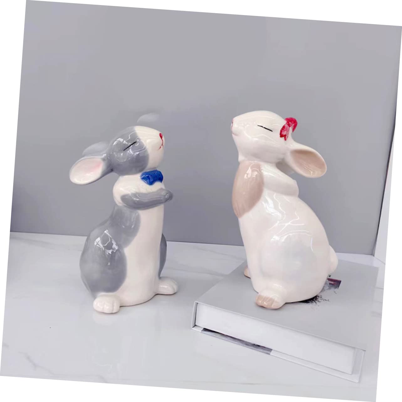 Statue De Lapin en Céramique Modèle De Lapin Domestique Figurine De Lapin Décoration De Table