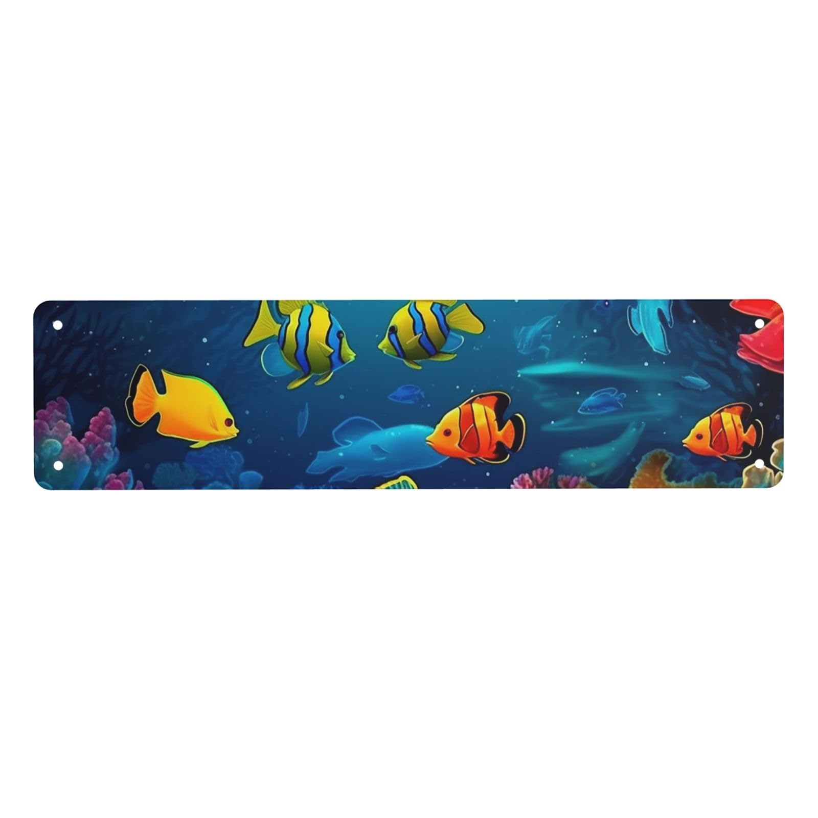 Vintage Metal Tin Signs Retro Garage Signs Stylish Wall Art Plaques for Home Decor Unique Poster 4x16 Inch Underwater World Colorful Fishes Metal Sign Outdoor Wall Decorations Gifts