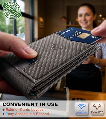 Image of BULLIANT Men Slim Leather Pocket Wallet Bill Holder 11Cards-Genuine Leather | RFID Blocking | Easy Access | Gift Boxed