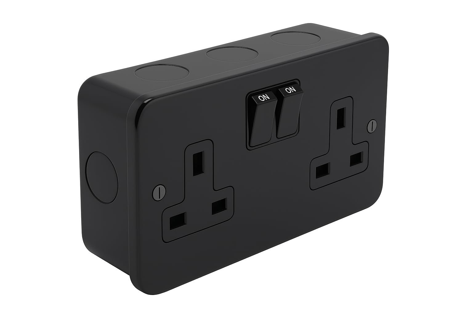 SH, Matt Black, 2 Gang Socket
