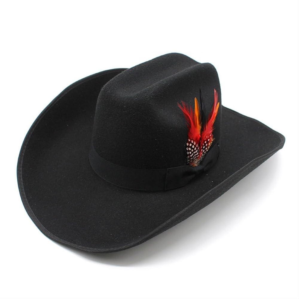 Amazon.com: NOAMED Wool Big Brim Tibetan Feather Hat Women display picture 3