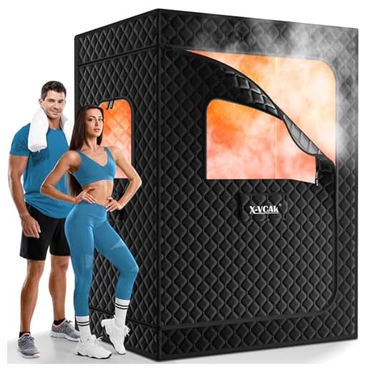 X-Vcak 2 Person Sauna, Extra Large Sauna, Portable Steam Sauna Tent with 2 Steamers, 2 Folding Chair, 71”x 49”x 36”, Black