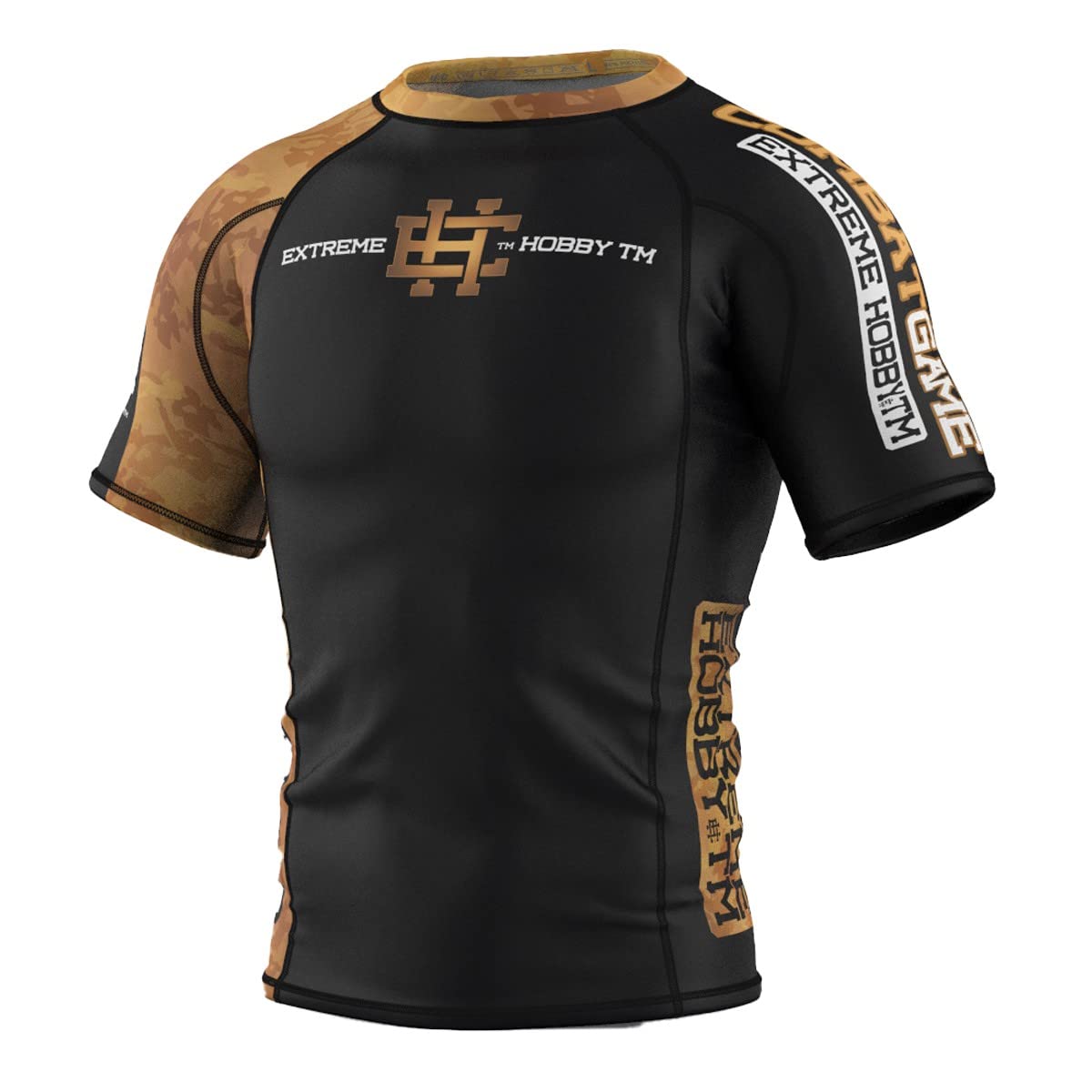 Termoaktywna Koszulka Męska Krótki Rękaw, Rashguard, Sporty Walki Siłownia Golden Warrior Kolor: czarny