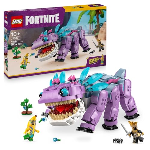 LEGO Fortnite Klombo Gaming Spielzeug - Spielset mit Minifiguren - Dinofigur mit Inselabenteuer-Schali und ORO auf Klombos Rücken - Gamer Geschenk für Jungen, Mädchen und Fans ab 10 Jahren - 77077