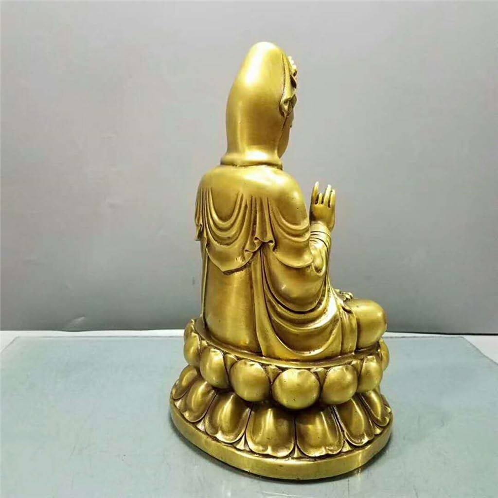 Posąg Buddy do wnętrz mosiężny lotos siedzący Guanyin Bodhisattwa Ornament Feng Shui Dekoracja Dom Rzemiosło Dekoracja Meble Medytująca Statua Buddy Rzeźba (S)