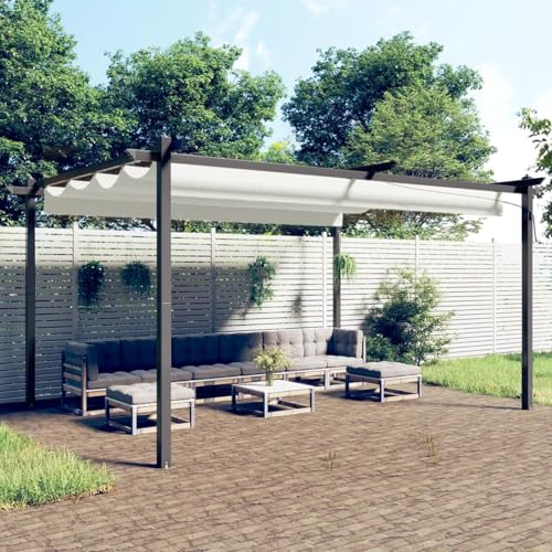 Keketa Homgoday UV- und wasserbeständiger Gartenpavillon mit ausziehbarem Dach - Creme, 4 x 3 x 2,2 m - Schatten und Privatsphäre im Freien Model318537
