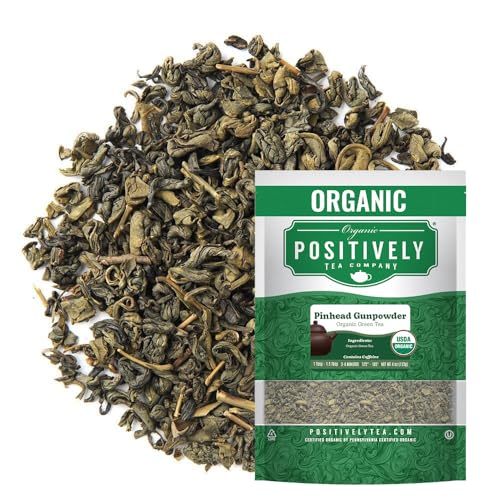 Image of Positively Tea, Organic Pinhead Gunpowder Green Tea, Loose Leaf, 4 Ounce