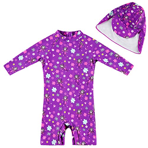 upandfast Baby/Infant Girl One Piece Rashguard UPF 50+ Beach Swimwear(Purple,3-6 Months)