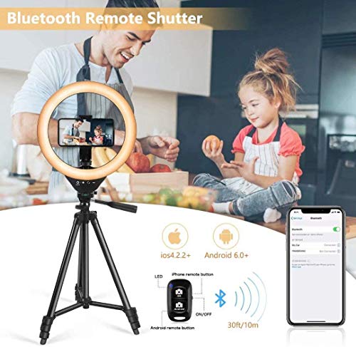 10” LED Selfie Ring Light with Stand and Phone Holder, Torjim Dimmable Circle Light for Photography, Makeup, Vlogging, Live Streaming, Camera Video Recording, Compatible with iPhone Android