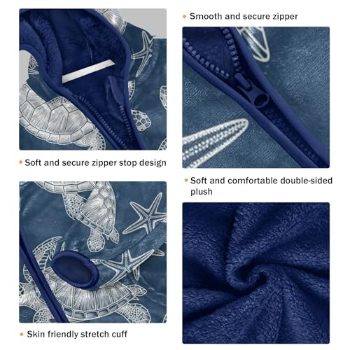 Sea Turtles and Stars Toddler Fleece Jacket Girl Boys Hooded Fleece Jacket Coat Warm Outwear Zip-up 3-10T3