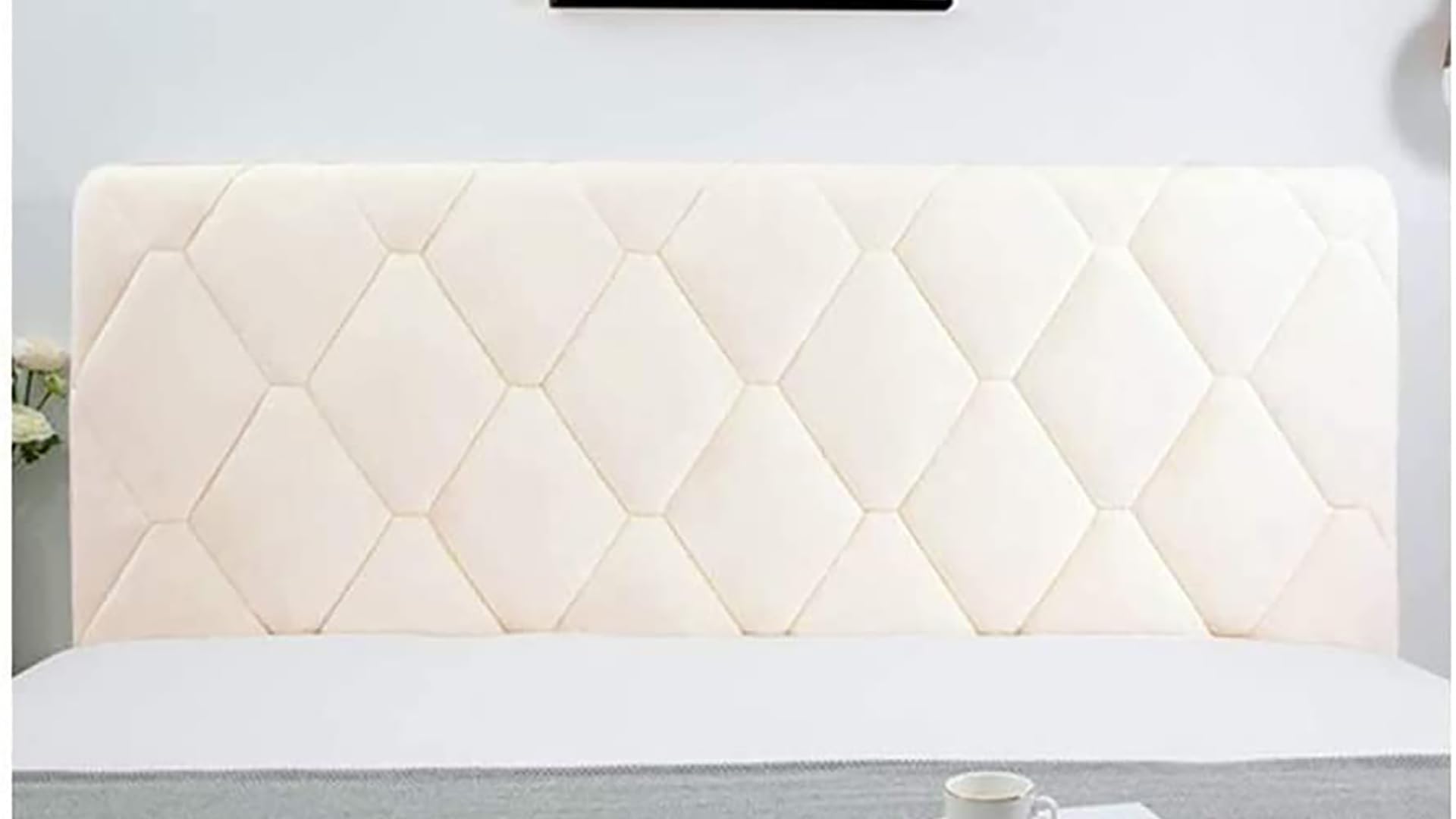 WYJHNL Copertura per Testiera per Letto Copri Testata Letto, Fodera Elastica Protezione, Coprire Antipolvere in Cotone Europeo Cover Lavabile per Decorazione Camera Letto (Creamy White, 160CM)