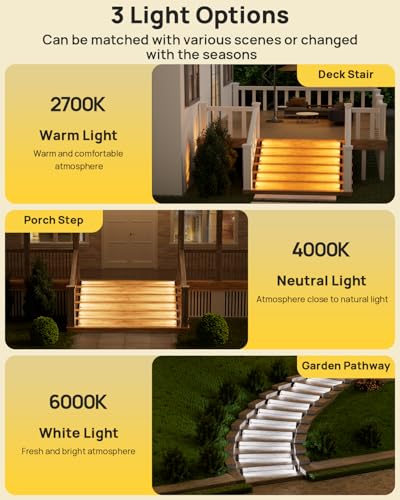 Lenoma LENOMA-STEPLIGHT-BROWN 01 Solar Step Lights Outdoor,Upgrade Warm White Led 3 Modes 200 Lumuns Ip67 Waterproof Solar Stair Lights,Auto On Off,Solar Motion Sensor Lights thumb #1