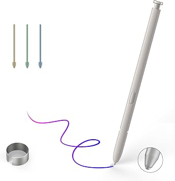 S25 Ultra S Pen Replacement for Samsung Galaxy S25 Ultra S Pen, S25 Ultra Stylus for Samsung Galaxy S25 Ultra 5G, US Version, EJ-PS938BBEGUJ,3 nibs + 1 Clip Light Gray