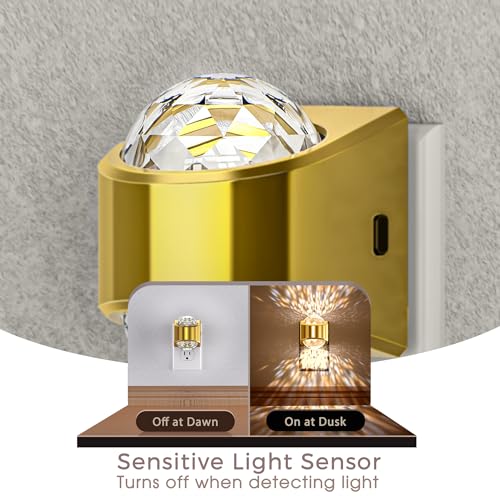 Image of Briignite Night Light, Gold Night Lights Plug into Wall, LED Projector Night Light, Soft White for Bedroom, Dimmable Brightness Dusk to Dawn Nightlight for Kids, Bathroom, Gaming Room, Home Decor
