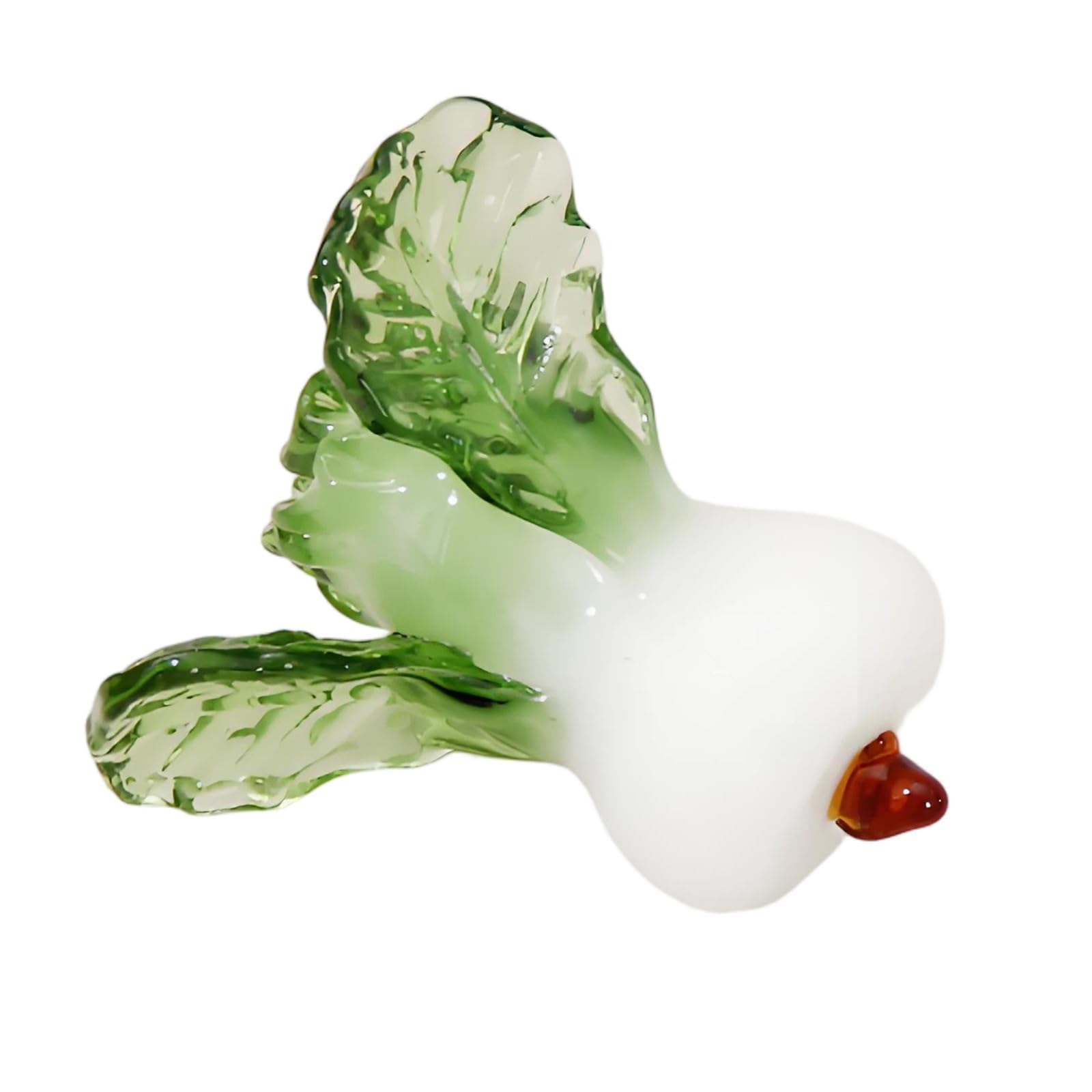 XuQiZZpp Elegant Glass Chinese Cabbage Statue Green Vegetable Figurine Ornament For Bookshelves Display And Interior Decoration