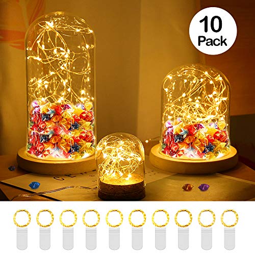 Preisvergleich Produktbild 10 Stück LED Lichterkette Batterie, ASANMU 2M 20er LED Kupfer Drahtlichterkette Flaschenlicht Lichterketten Batteriebetrieben Wasserfest Fairy Light für Weihnachten Garten Beleuchtungdeko, Warmes Weiß